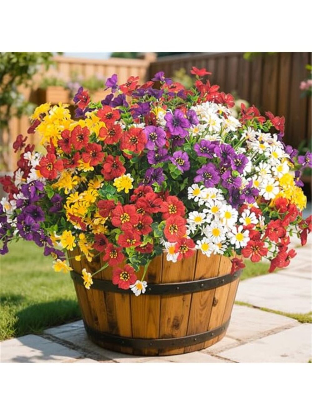 Artificial Outdoor Flowers UV Resistant Faux Plants Daisy Porch Decor Set